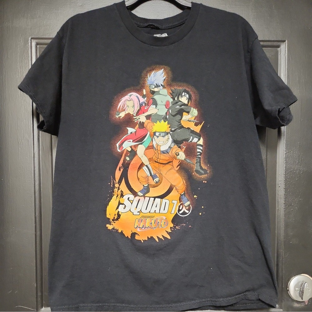 Naruto T-Shirt Squad T Large Anime Tee Black Sakura Haruno Kakashi Hatake Sasuke